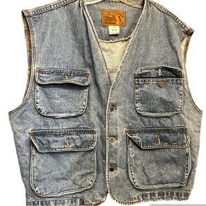 Rare Vintage 80s 90s WIP oversized cargo jean denim vest size XL
